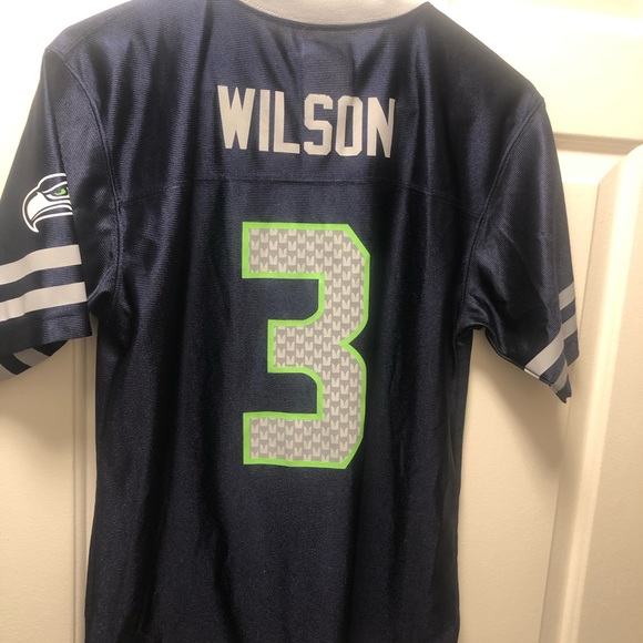 NFL SEATTLE SEAHAWKS BOYS Wilson #3 JERSEY Size Large XL (14/16) - Picture 9 of 12